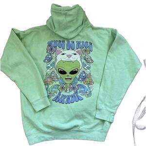 RIPNDIP Mint Green Hoodie with Alien Graphic